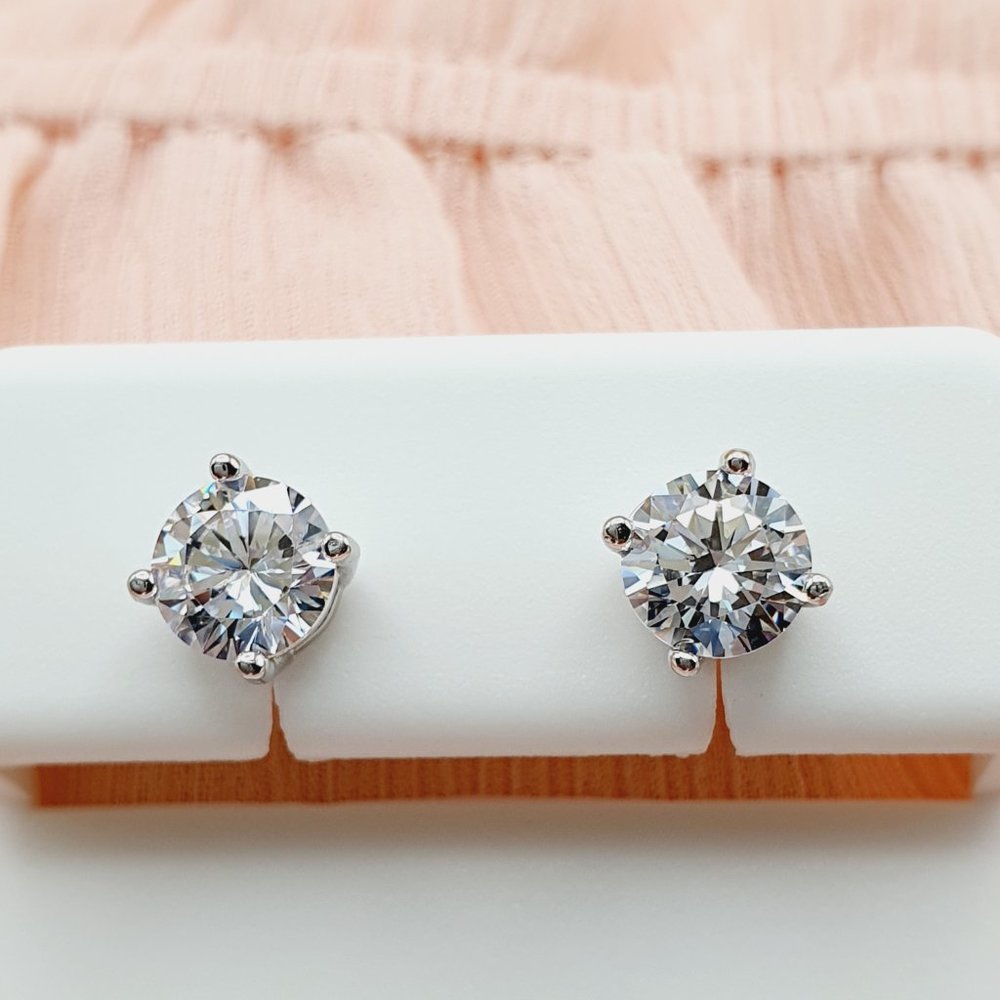"6MM S925 Sterling Silver CZ Stud Earrings for Women/Girl, US19251015 - Picture 10 of 13